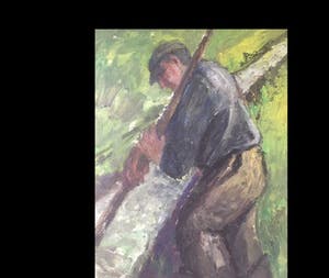 Piet Kloes - punterende boer in polderlandschap kopen? Bied vanaf 1!