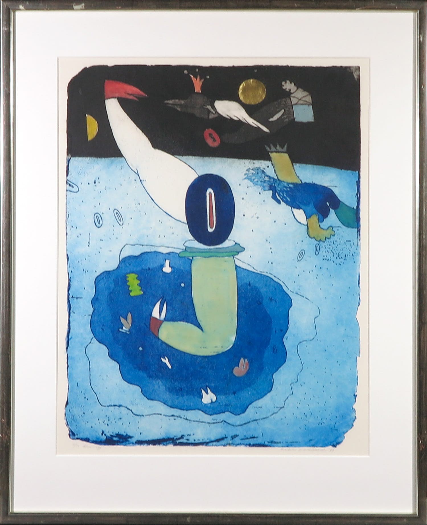 Michel van Overbeeke - Aquatint, Blue Egg - Ingelijst kopen? Bied vanaf 50!