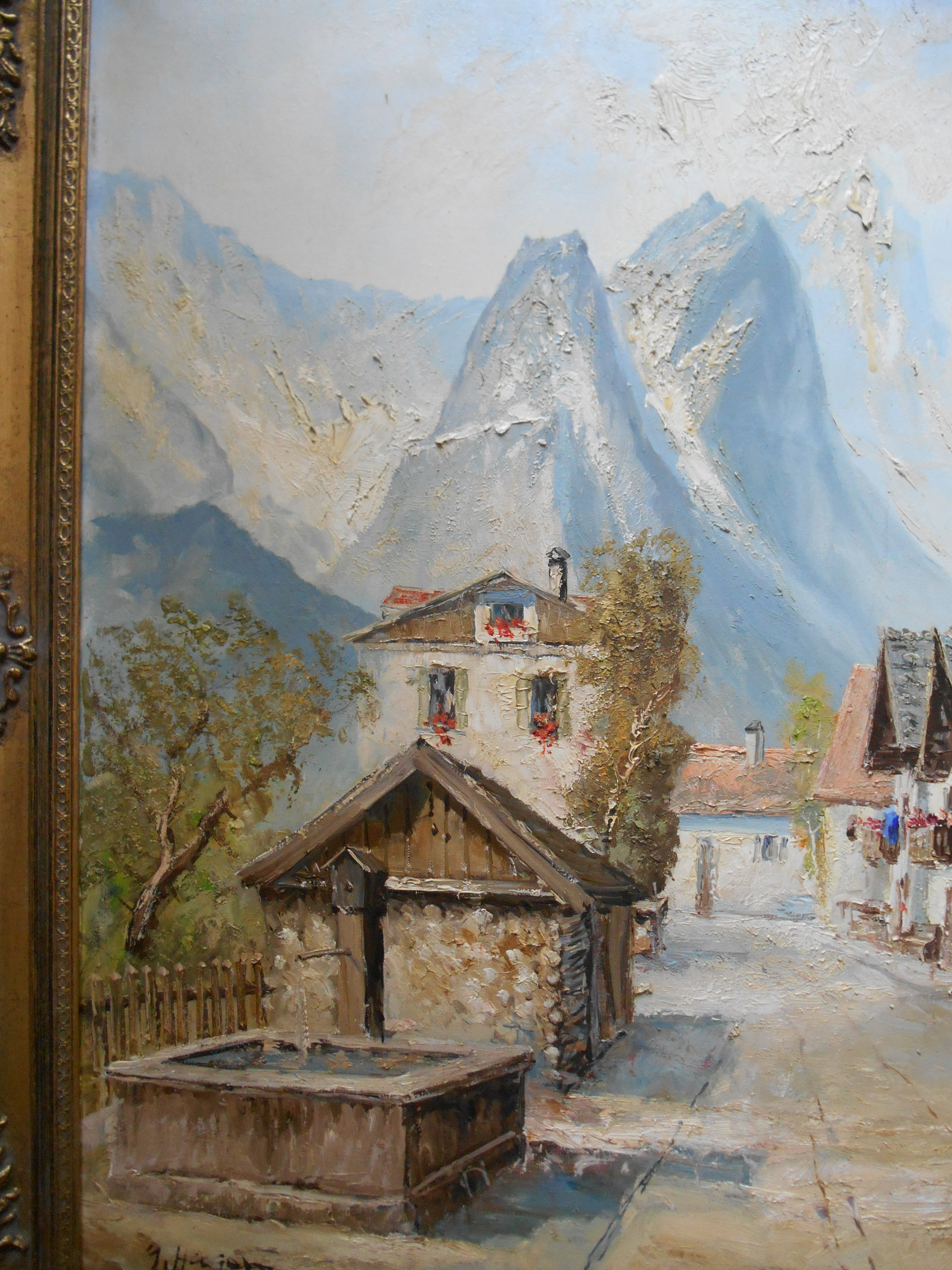 Niet of onleesbaar gesigneerd - Dorpsstraat in de Alpen bij de Zugspitze kopen? Bied vanaf 1!