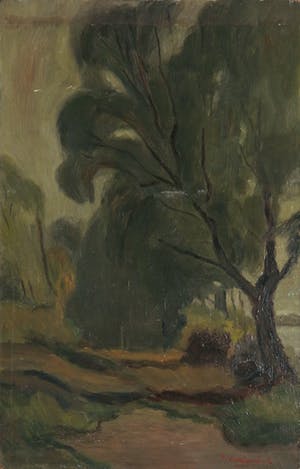 Pieter Haan - Olieverf op board, Lot van twee boslandschappen kopen? Bied vanaf 1!