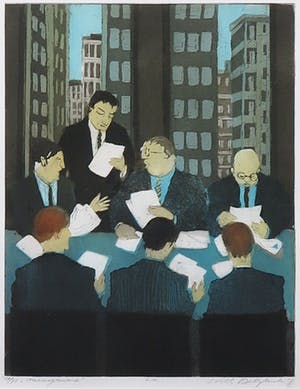 Willy Belinfante - Aquatint, Management - Ingelijst kopen? Bied vanaf 35!