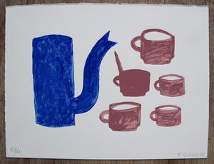 Klaas Gubbels - zeefdruk: kan met kopjes kopen? Bied vanaf 275!