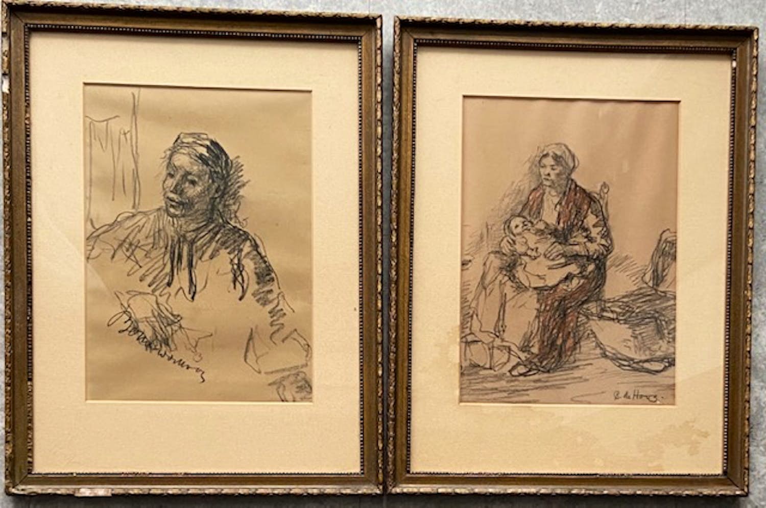 Bernard de Hoog - Vrouw met baby en portret kopen? Bied vanaf 200!