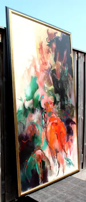 Marli Hommel - Acrylverf op doek: Compositie met stier - 1994 kopen? Bied vanaf 1250!