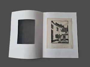 Toon van de Muysenberg - monochrome jaren 30 houtsnede op Japans - Limburgse binnenplaats kopen? Bied vanaf 37!