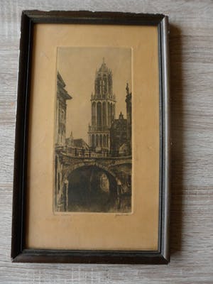 Jan Sirks - Ets , Dom te Utrecht– Gesigneerd & ingelijst kopen? Bied vanaf 25!
