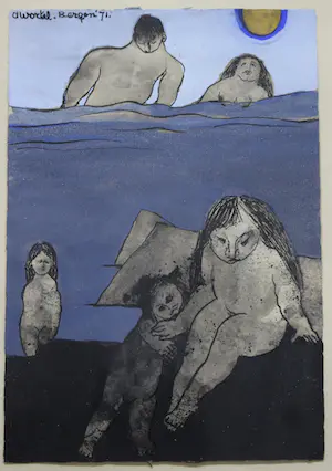 Ans Wortel - Gouache op papier: figuren - 1971 kopen? Bied vanaf 225!