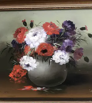 Tilly Moes - Bloemen in vaas, olieverf op paneel, gesigneerd en ingelijst kopen? Bied vanaf 75!