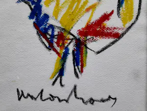 Anton Heyboer - Kip - Krijttekening - 1995 - 32 x 23 cm - ingelijst kopen? Bied vanaf 125!