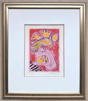 Corneille - Femme et oiseau, zeefdruk (prachtig ingelijst) kopen? Bied vanaf 250!