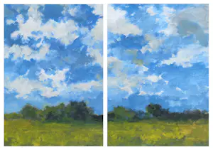 AcheterJelle Hoogstra - Nederlands landschap, gouache (netjes ingelijst, groot)? Enchérissez de 1!