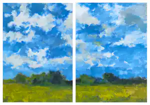 Jelle Hoogstra - Nederlands landschap, gouache (netjes ingelijst, groot) verkauft für € 140!