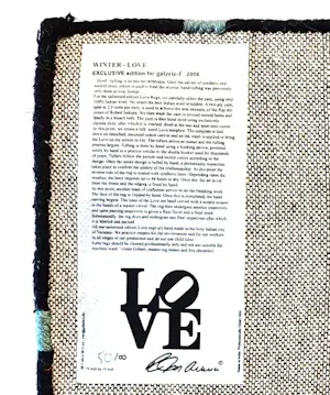 Robert Indiana - "Love"- Teppich - Limited Edition - signiert - nummeriert (40 x 40 cm) kaufen? Bieten Sie von 170!
