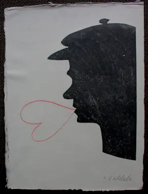 Klaas Gubbels - Houtdruk + tekening: hartenman kaufen? Bieten Sie von 499!