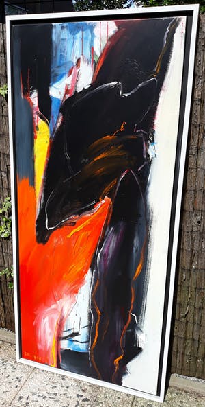 Loes Kurpershoek - Abstracte compositie, acrylverf op doek (ingelijst, groot!) kopen? Bied vanaf 250!