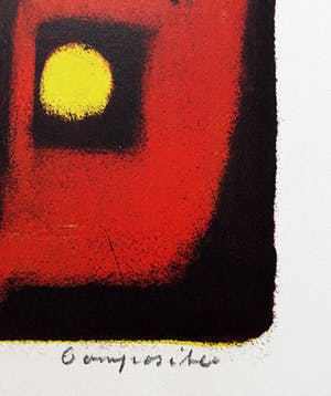 Wim Motz - Geometrisch abstracte compositie, litho kopen? Bied vanaf 75!