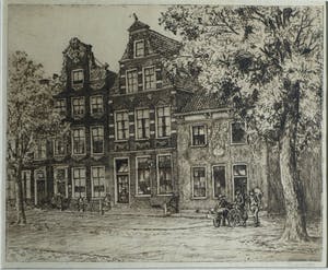 Ids Wiersma - Ingelijste ets , de ‘Professorenhuizen’ , Voorstraat , Franeker – 1934 kopen? Bied vanaf 1!