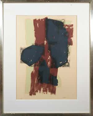 Raoul Ubac - Litho, Abstracte compositie - Ingelijst verkocht voor € 150!