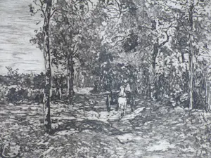 Willem de Zwart - Laantje met wagen - Ets kopen? Bied vanaf 65!