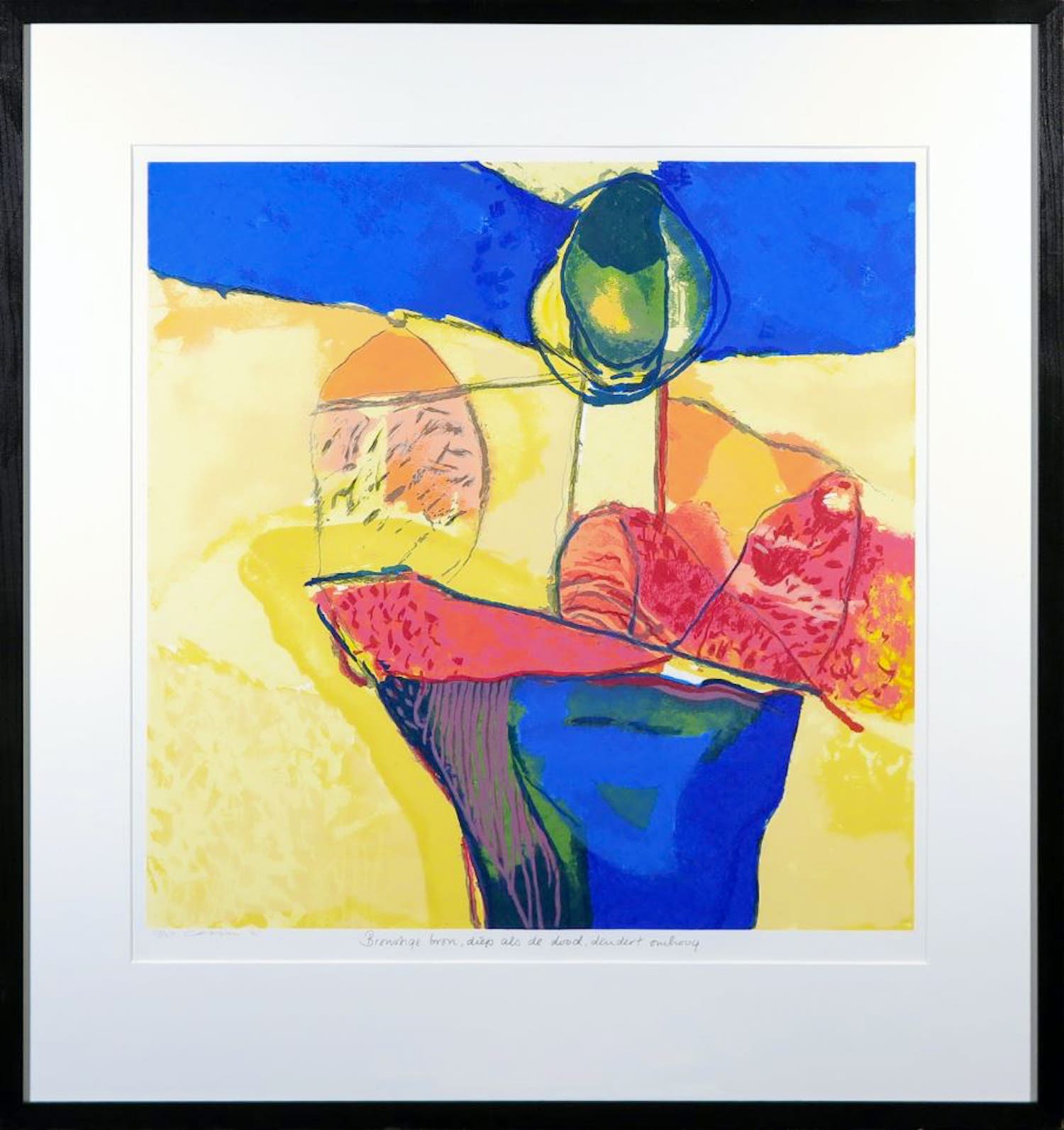 Henk van Vessem - Zeefdruk, Bronstige bron - Ingelijst verkocht voor € 35!