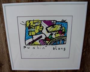 Herman Brood - Ingelijste zeefdruk: pushin ' along (nette lijst) kopen? Bied vanaf 295!