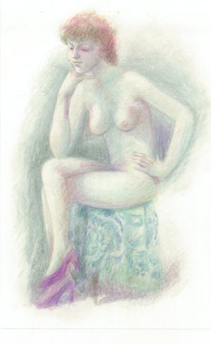 Sjef van der Voort - Zittend naaktmodel kopen? Bied vanaf 25!