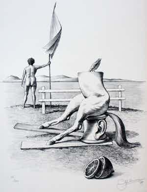 Joop Moesman - Litho: op wacht - 1979 verkocht voor € 150!