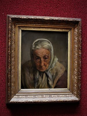 Niet of onleesbaar gesigneerd - Antiek 19e Eeuws olieverf portret van oudere Dame - met monogram kopen? Bied vanaf 10!