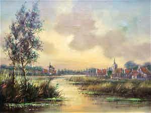 Hermanus Cornelis Hokken - Dorp aan het water verkocht voor € 40!