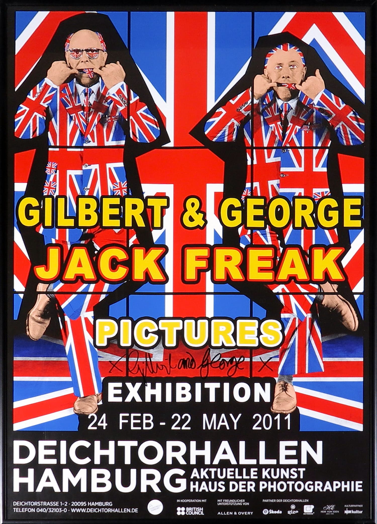 Gilbert & George - Gesigneerd affiche voor de expositie 'Jack Freak Pictures' - Ingelijst kopen? Bied vanaf 1!