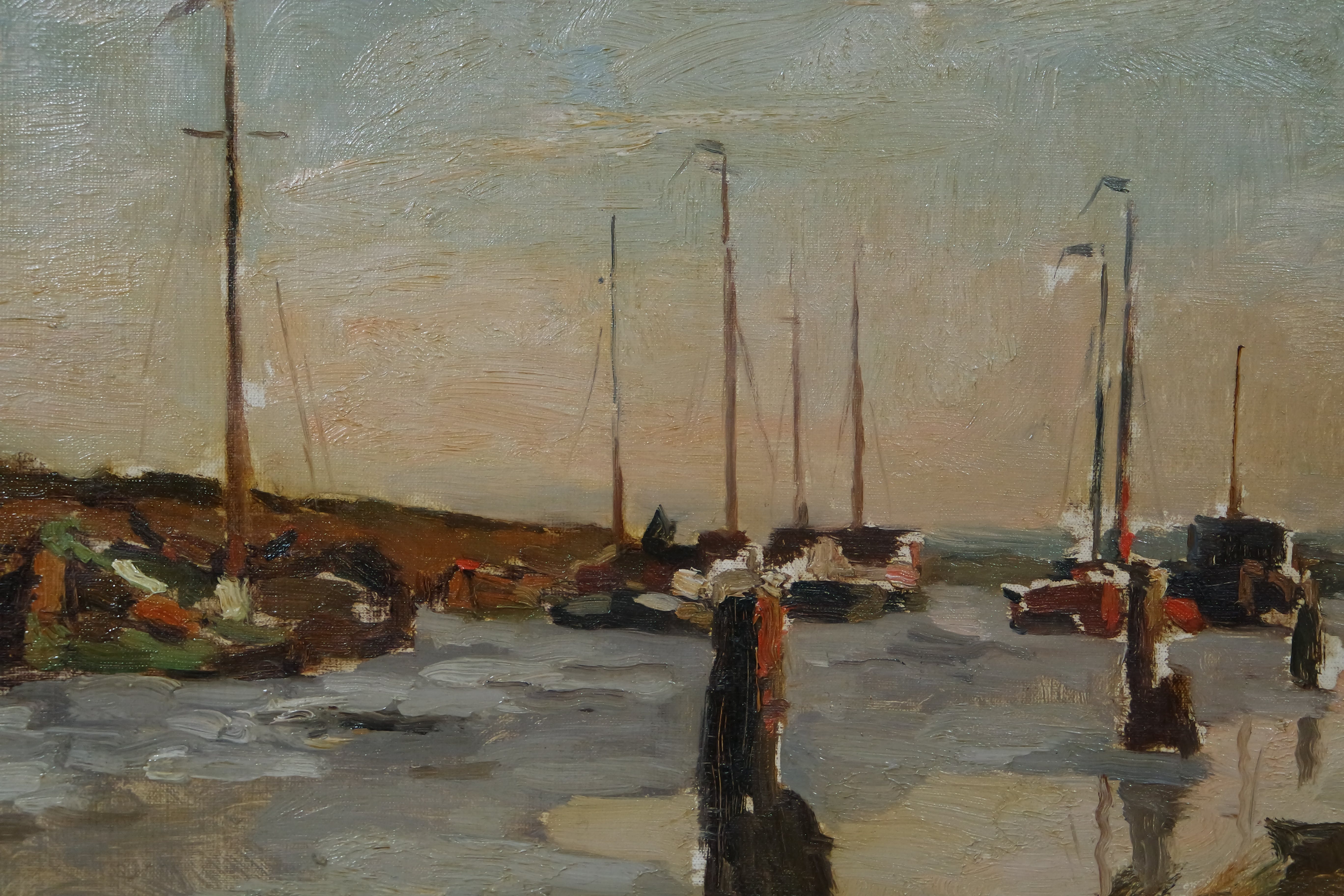 Cor Noltee - olieverf op doek - haven van Dordrecht. kopen? Bied vanaf 625!