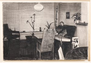 Marcel van Eeden - Vrouw in een interieur - originele potloodtekening kopen? Bied vanaf 675!