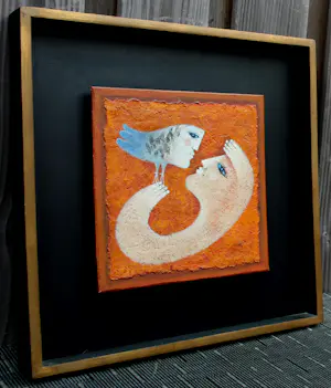 Sami Briss - Ingelijste olieverf op board: 'Conversation' kopen? Bied vanaf 1099!