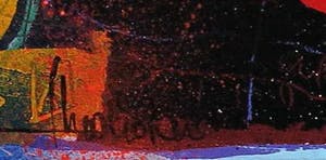 Theo Koster - Handbewerkte zeefdruk en collage op hout, 3 kopen? Bied vanaf 10!