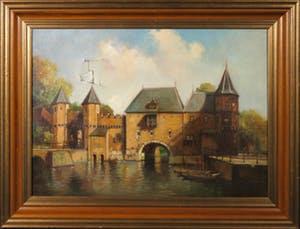 Niet of onleesbaar gesigneerd - Olieverf op doek, Stadsgezicht Amersfoort met Koppelpoort - Ingelijst kopen? Bied vanaf 1!