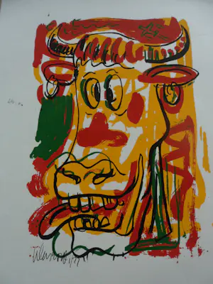 Peter Klashorst - Zeefdruk, titel. "Mad Cow ". kopen? Bied vanaf 35!