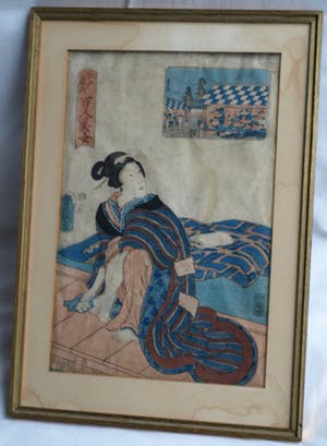 Niet of onleesbaar gesigneerd - Aquarel , “Vrouw wast haar voeten” - ingelijst kopen? Bied vanaf 1!