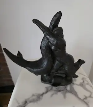 Nic Jonk - Groen gepatineerd bronzen beeld - Zee - 1976 - 1/1 (origineel) - 30 x 28 x 15 cm kopen? Bied vanaf 1150!