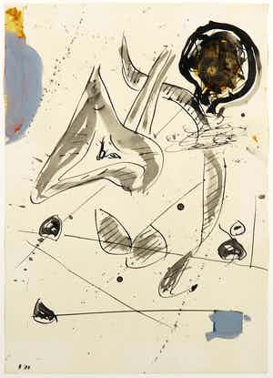 Alphons Freijmuth - Gemengde techniek op papier, Abstracte compositie verkocht voor € 150!