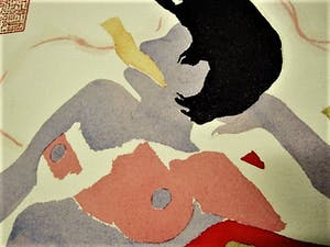 Niet of onleesbaar gesigneerd - Interessant Chinees Aquarel "Naakte vrouw in rood witte jas" gesigneerd kopen? Bied vanaf 1!