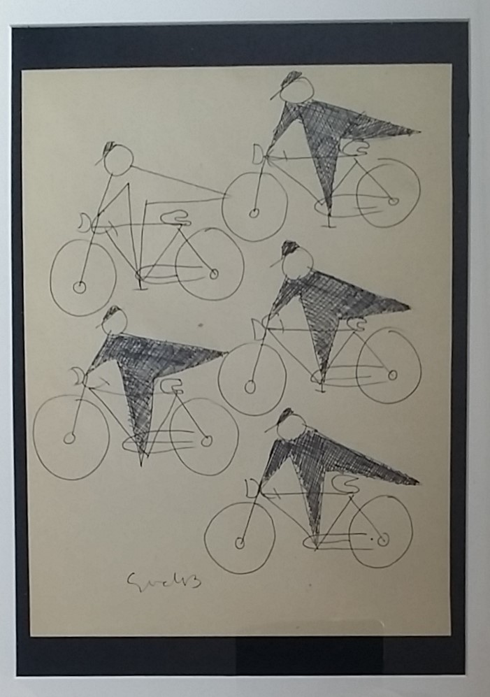 Siep van den Berg - Wielrenners - Originele inkttekening kopen? Bied vanaf 200!