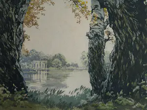 Karl Schwetz - Gerahmte Lithographie, Bäume am Wasser - 1930 kopen? Bied vanaf 1!