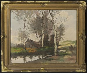 Niet of onleesbaar gesigneerd - Olieverf op doek, Landschap - Ingelijst kopen? Bied vanaf 10!