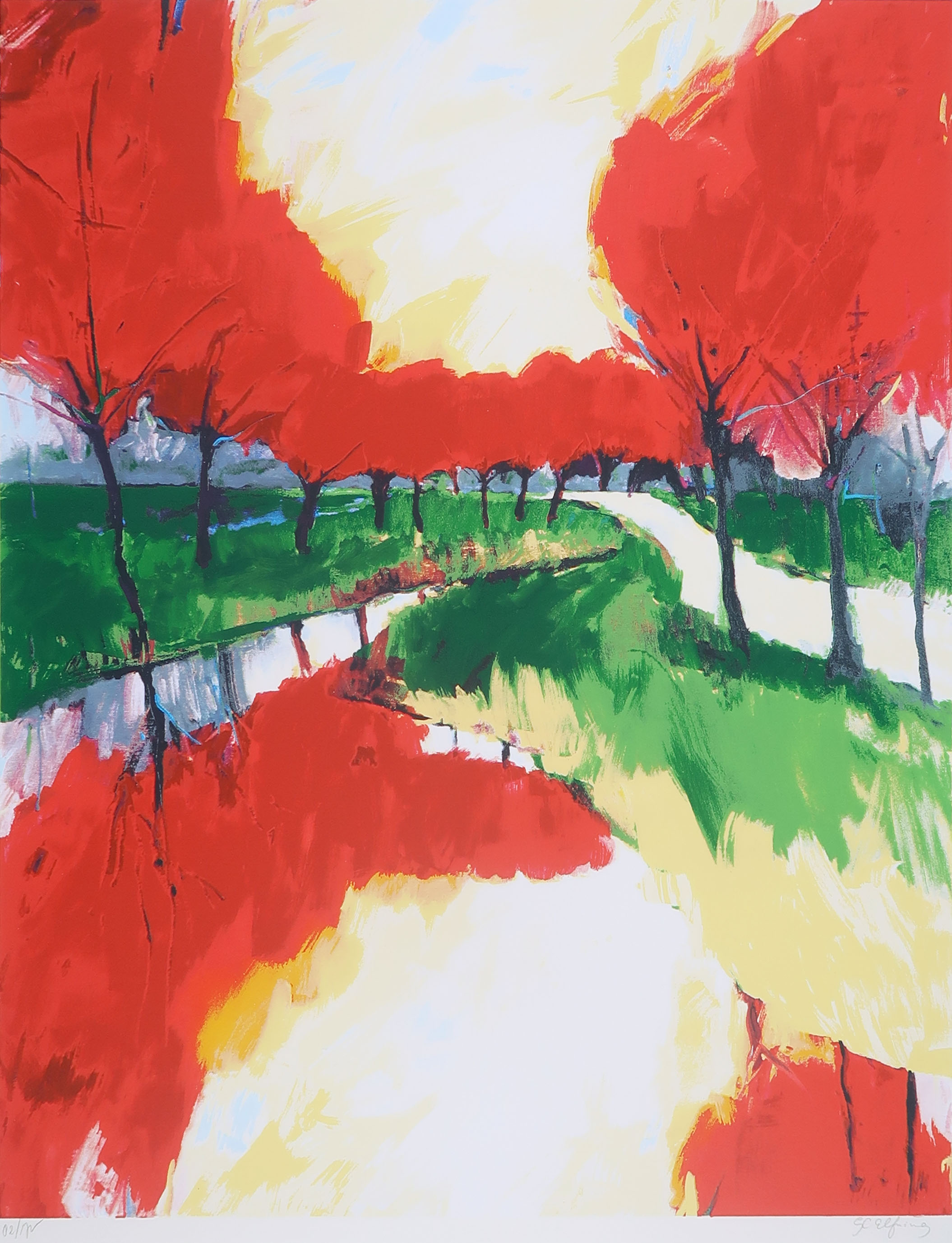 Gerda Elfring - Zeefdruk, Bomenlandschap verkocht voor € 45!