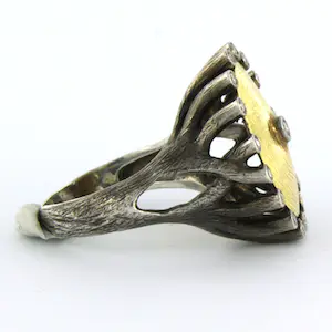 18k geel goud met zilveren ring bezet met briljant geslepen diamant tot. 0,20ct kopen? Bied vanaf 210!