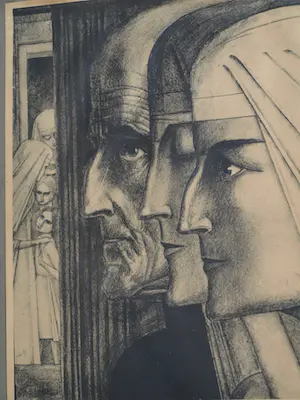 Jan Toorop - Ingelijste prent, “Bezonkenheid, Meditatie, Vuur” – 1923 kopen? Bied vanaf 35!
