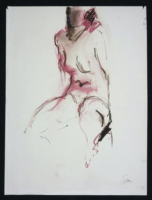 Franscz Witte - Olieverf en krijt op papier, Naaktfiguur kopen? Bied vanaf 35!