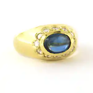 Acheter18k geel gouden ring bezet met saffier en briljant geslepen diamant tot. 0.50ct? Enchérissez de 1000!