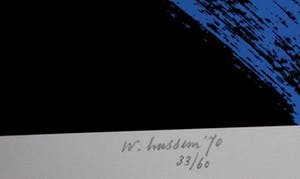 Willem Hussem - Compositie in blauw op zwart, zeefdruk - 1970 kopen? Bied vanaf 250!
