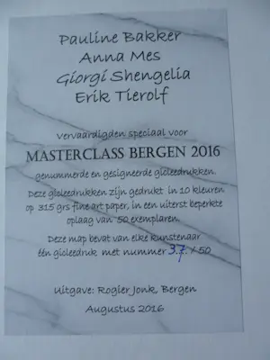 Pauline Bakker - Masterclass Bergen 2016, werk van Pauline Baker, Anna Mes, Erik Tierolf, Giorgi kopen? Bied vanaf 100!